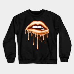 Metallic Dripping Orange Lips Crewneck Sweatshirt